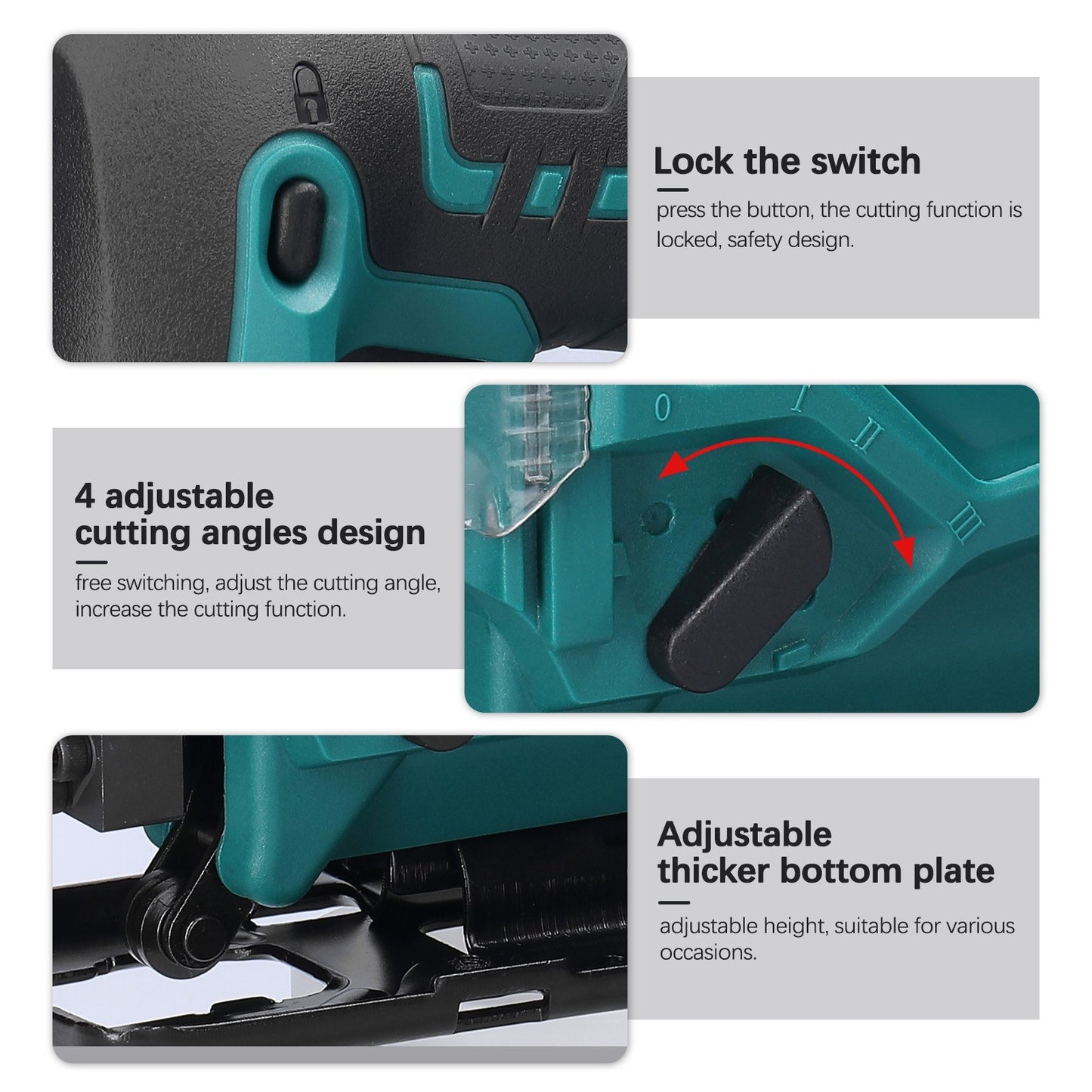 Cordless Jigsaw Adjustable Speed Multi-Function Portable Outdoor Electric Jigsaw Metal and Wood Jigsaw Woodworking Power Tool - Orange