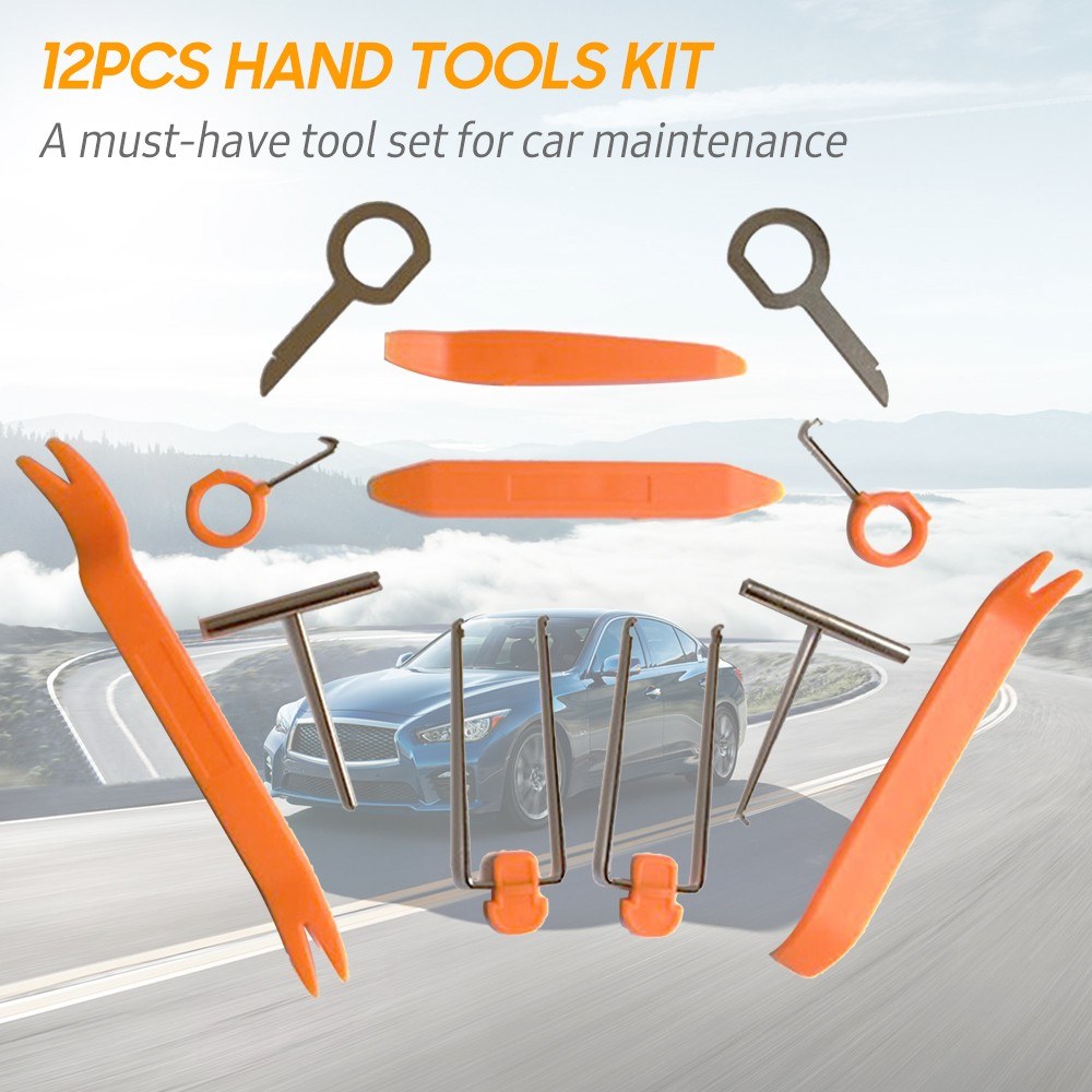 12pcs Car Audio Disassembly Tool Set Durable Hand Repair Tool Kit Pry Tools Kit for Automobile Parts Door Maintenance