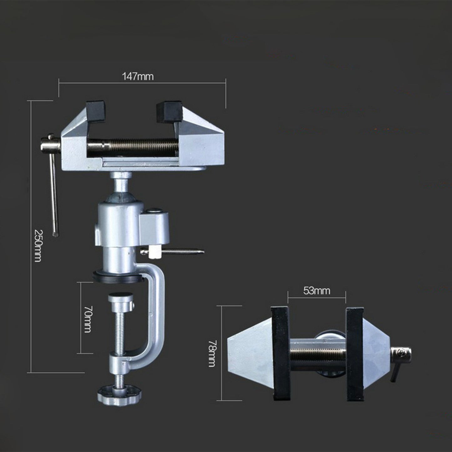 Aluminium Alloy Table Vise Durable 360 Degrees Rotating Swivel Bench Vise Clamp Electric Drill Stand Rotating Tool