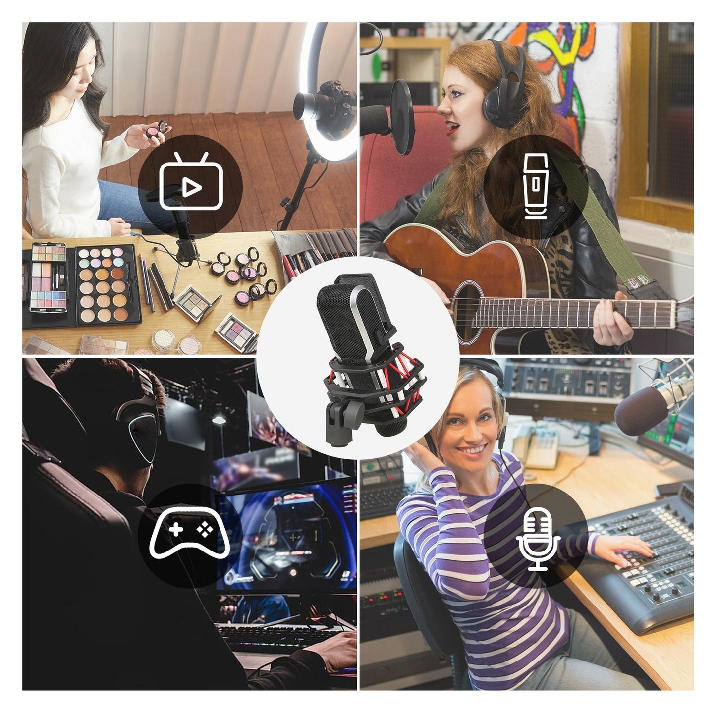 26mm Diaphragm Condenser Microphone XLR Studio Cardioid Condenser Microphone Kit with Shock Mount Clip Mic Rack and Portable Carry Case