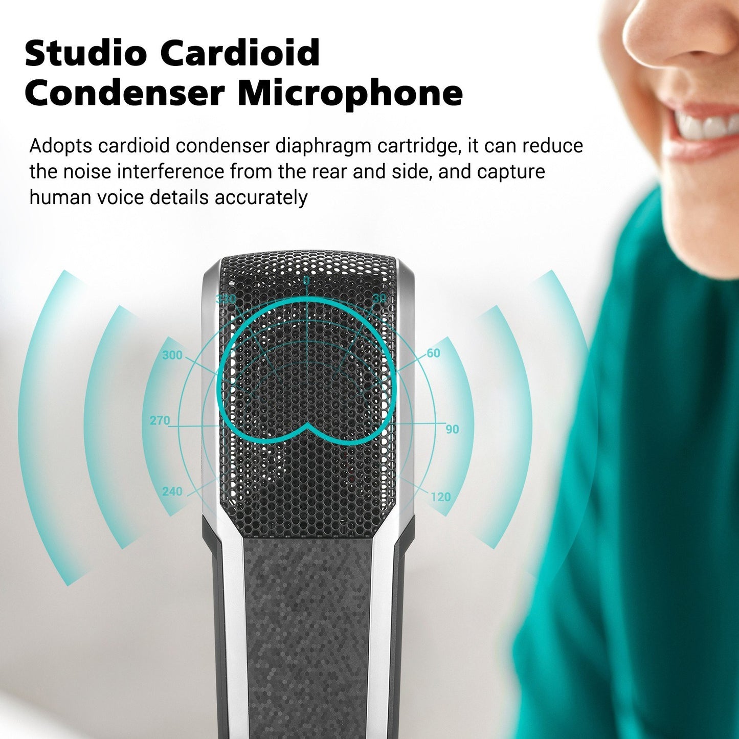 26mm Diaphragm Condenser Microphone XLR Studio Cardioid Condenser Microphone Kit with Shock Mount Clip Mic Rack and Portable Carry Case