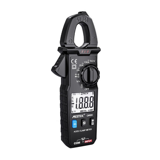 MESTEK Mini Clamp Meter Automatic Ranges LCD Display Portable Clamp Meter Direct Current AC Current Voltage Resistance Capacitance Diode Continuity Temperature Measurement Data Clamp Meter