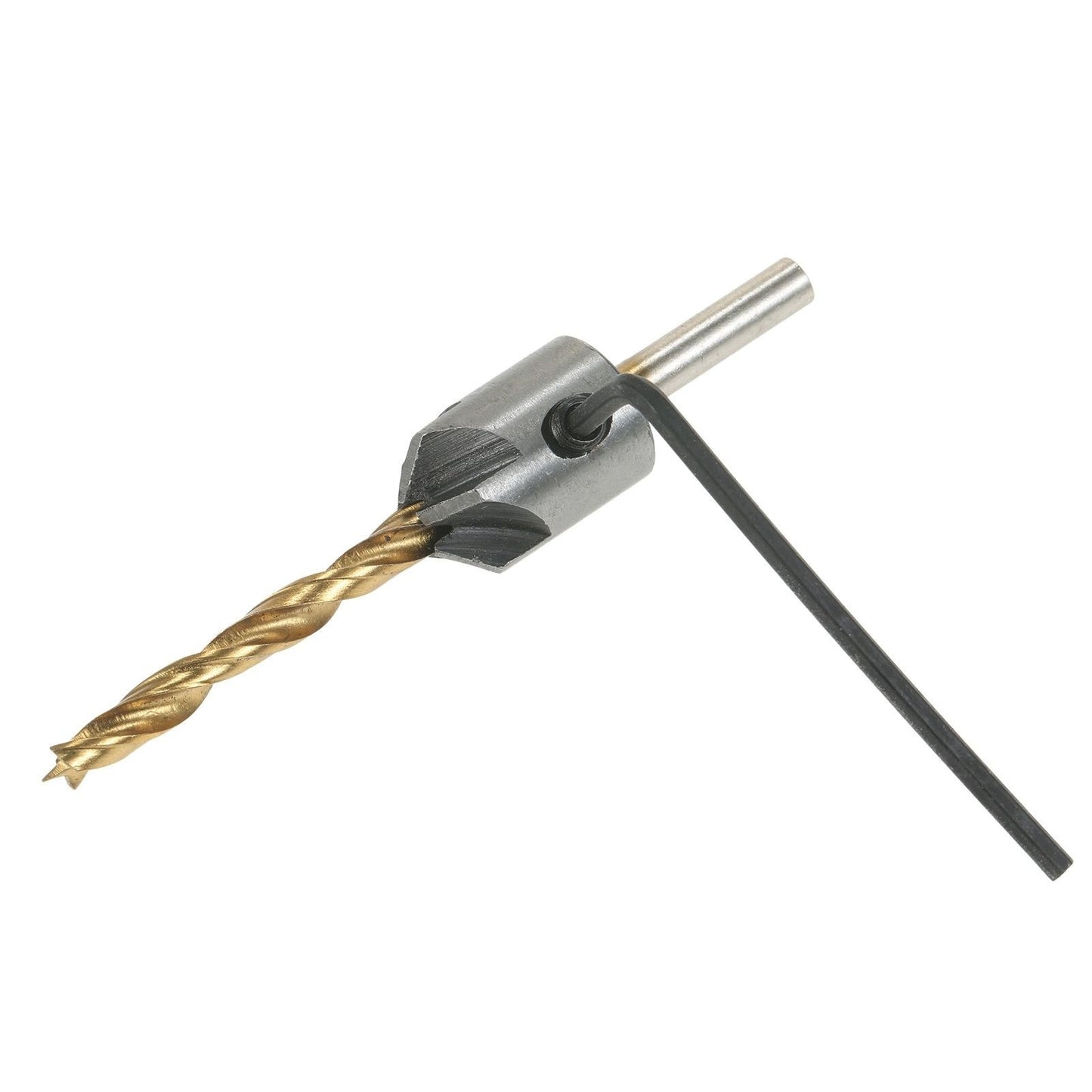 8Pcs Woodworking Chamfer Drilling Tools Set Including 7Pcs Three-point Countersink Drill Bits + L-wrench High-speed Steel Woodworking Bits Set Titanium Plated Drilling Bits for Wood Drilling