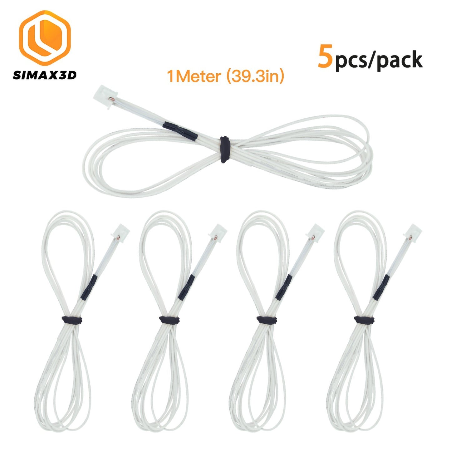 5PCS 3D Printer NTC 3950 Thermistors Temp Sensor NTC3950 100K ohm for Creality Ender 3 Anycubic Mega 3D Printer Heatbed Hot End Extruder - White/1 Meter