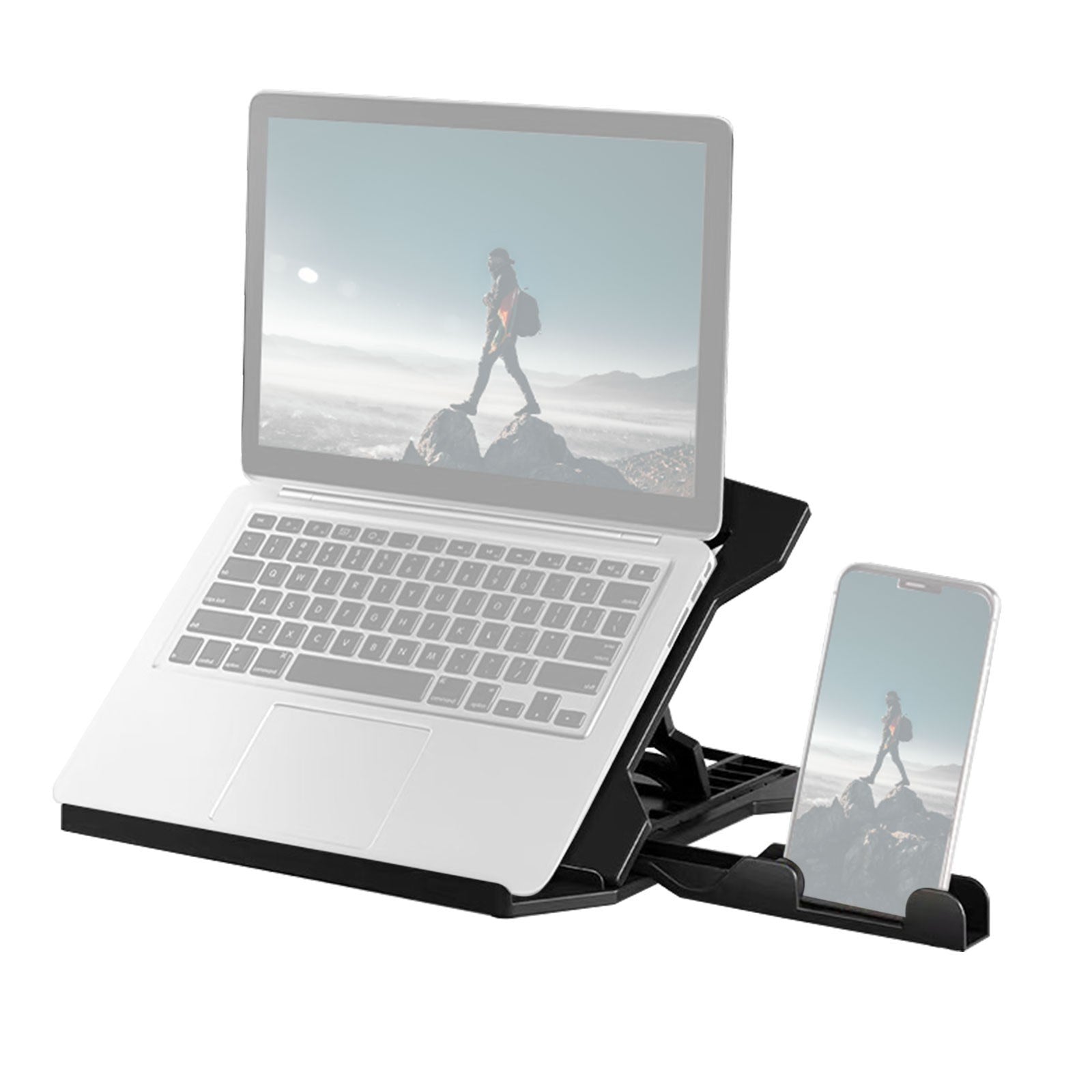 Portable Foldable Laptop Riser Stand Laptop Desktop Holder with Height Adjustment Ergonomic Computer Notebook Stand Bracket for Laptop Tablet within 10-15.6 Inches - Black/Style 1
