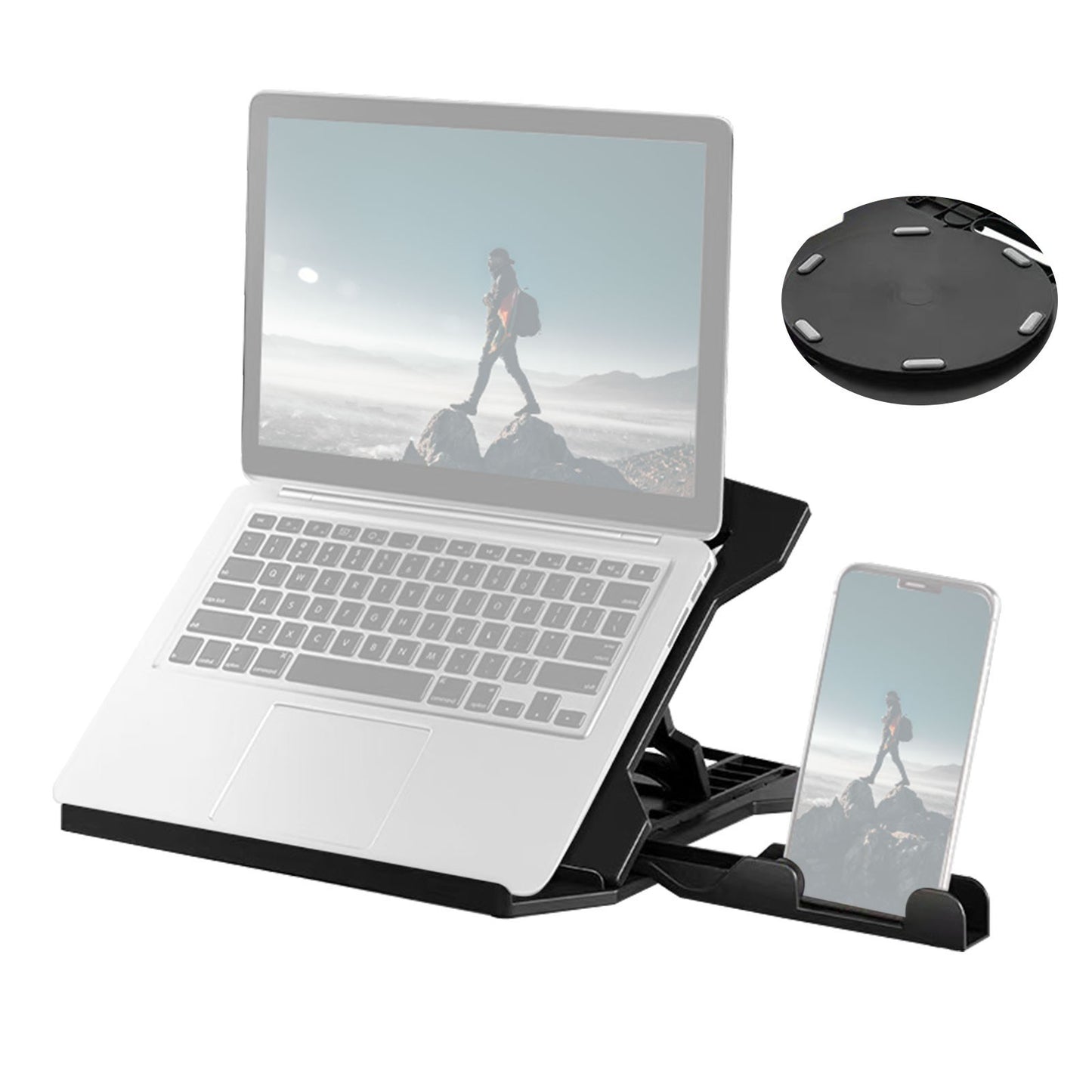 Portable Foldable Laptop Riser Stand Laptop Desktop Holder with Height Adjustment Ergonomic Computer Notebook Stand Bracket for Laptop Tablet within 10-15.6 Inches - Black/Style 2