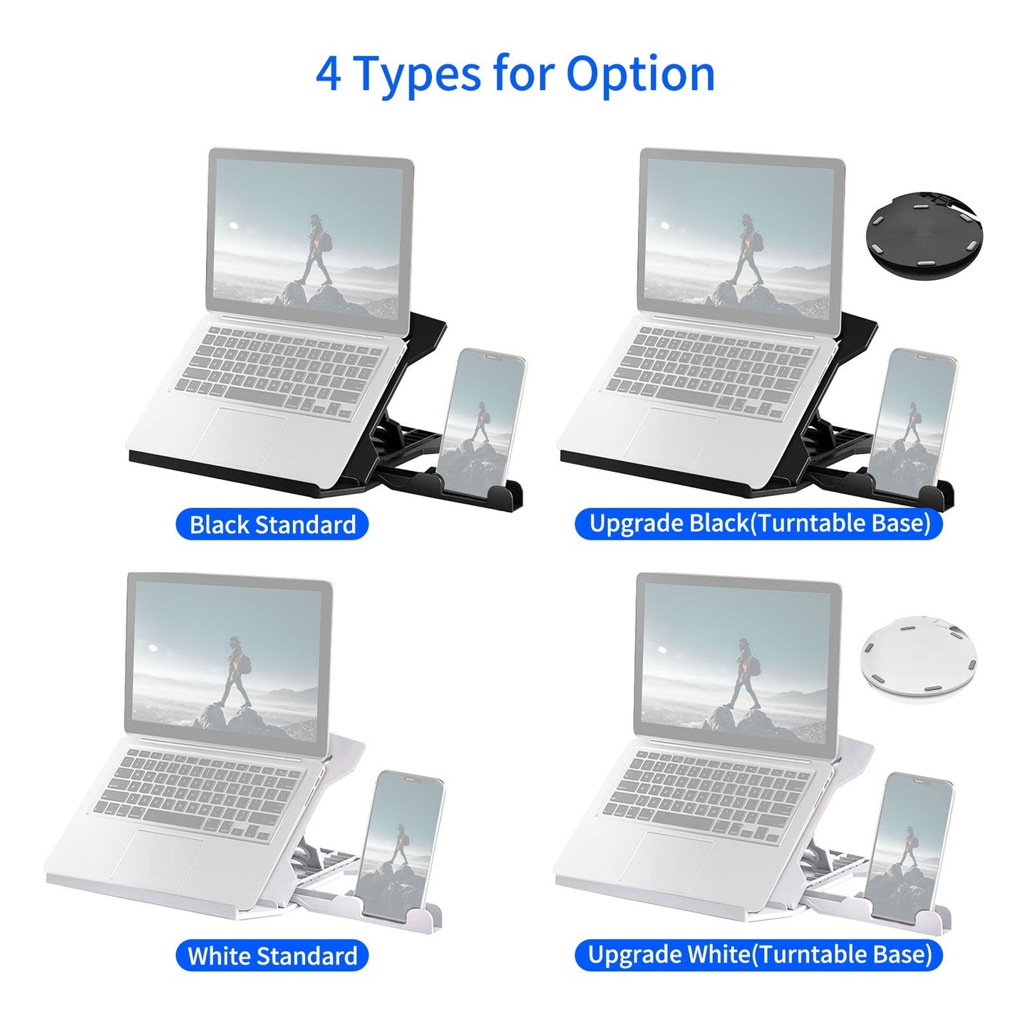 Portable Foldable Laptop Riser Stand Laptop Desktop Holder with Height Adjustment Ergonomic Computer Notebook Stand Bracket for Laptop Tablet within 10-15.6 Inches - White/Style 1