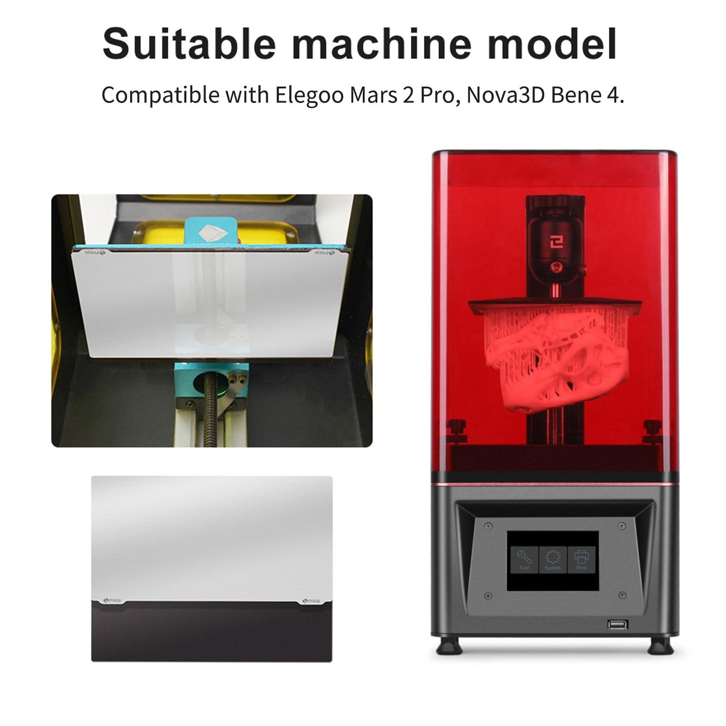 Resin 3D Printer Build Plate Flexible Spring Steel Plate and Magnetic Base Sheet Sticker with Adhesive for Elegoo Mars 2 Pro/Nova3D Bene 4 - Style 4/140 x 84mm