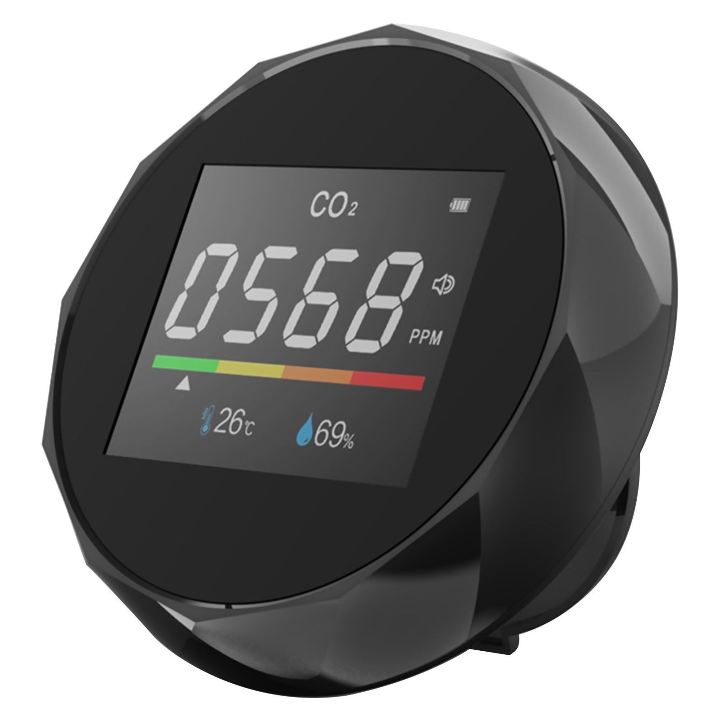 3-in-1 Carbon Dioxide Meter Temperature/Humidity Air Quality Monitor Digital CO2 Detector Air Analyzer Accurate Tester Kit for Home Office Real Time Data - Black