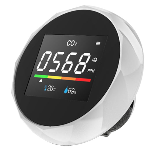 3-in-1 Carbon Dioxide Meter Temperature/Humidity Air Quality Monitor Digital CO2 Detector Air Analyzer Accurate Tester Kit for Home Office Real Time Data - White