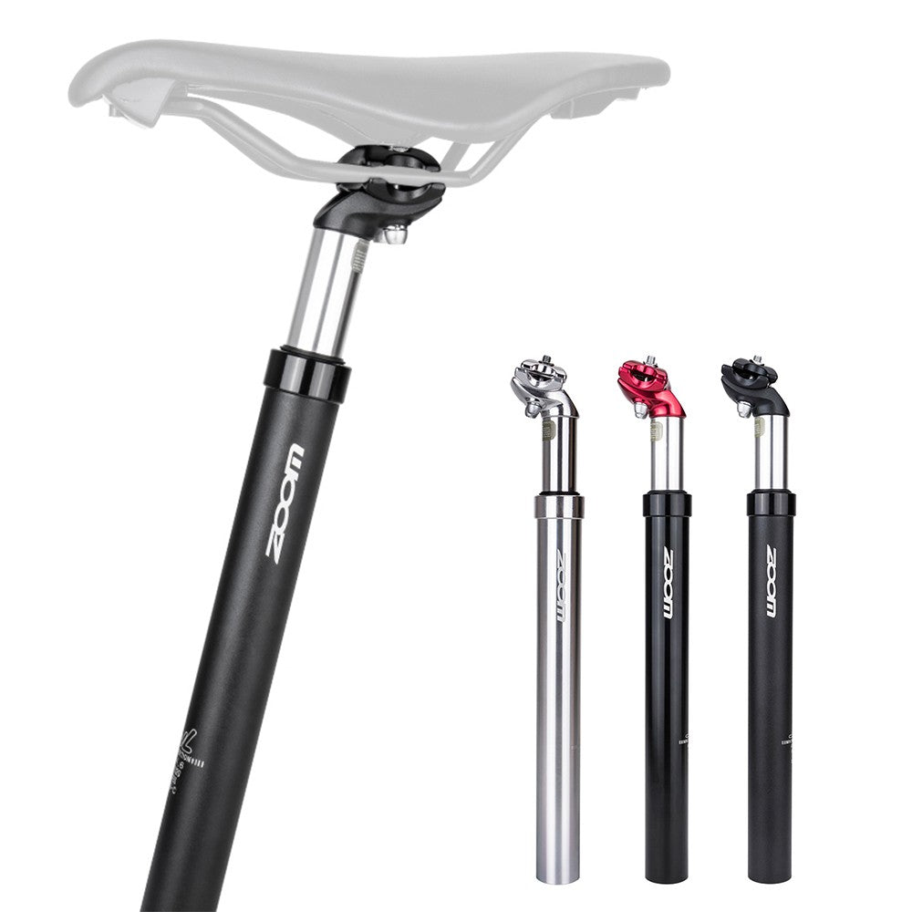Bike Suspension Seatpost Bicycle Seat Post Replacement Aluminum Adjustable Seat Tube - Silver/27.2 x 350mm
