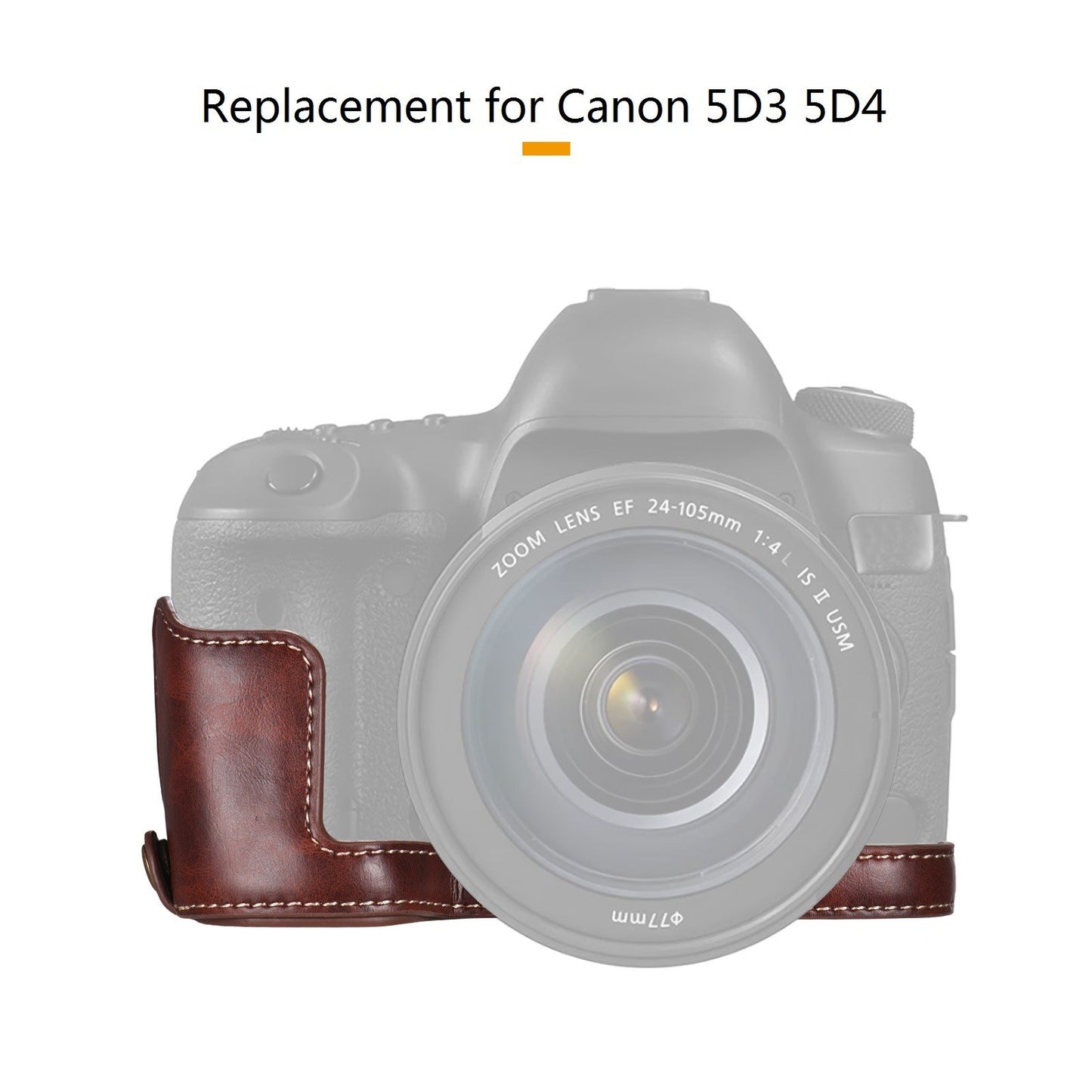Camera Half Case Premium PU Leather Half Body Case with Bottom Opening 1/4 Inch Screw Hole Replacement for Canon 5D3 5D4 - Coffee