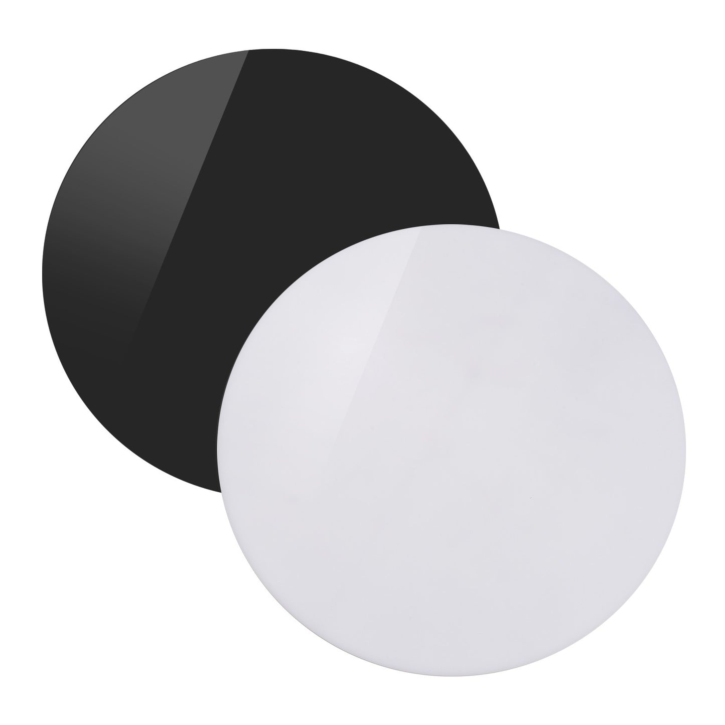 30X30cm Round Acrylic Sheet Reflection Board Photography Background Boards for Product Jewelry Watches Still Life Photography - Black/White/2PCS
