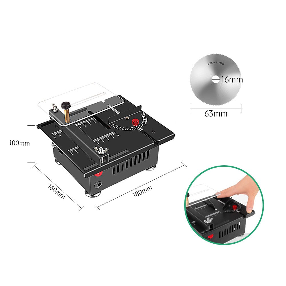 Table Saw Cutting Set 100W Mini Table Saw with 16mm Cutting Depth and Blade Flexible Shaft - EU Plug/Type 2/Non-liftable Blade