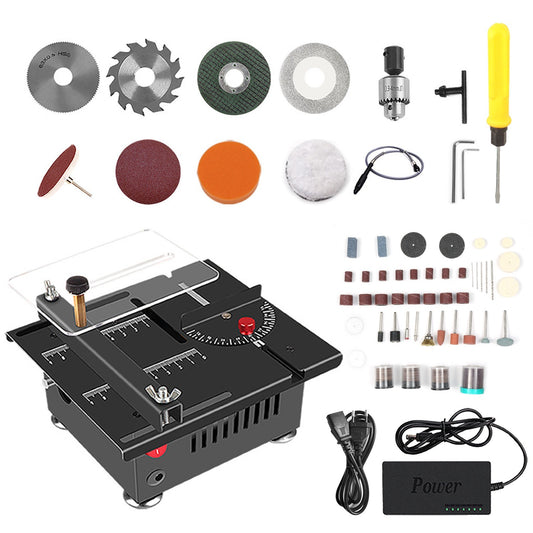 Table Saw Cutting Set 100W Mini Table Saw with 16mm Cutting Depth and Blade Flexible Shaft - EU Plug/Type 4/Non-liftable Blade