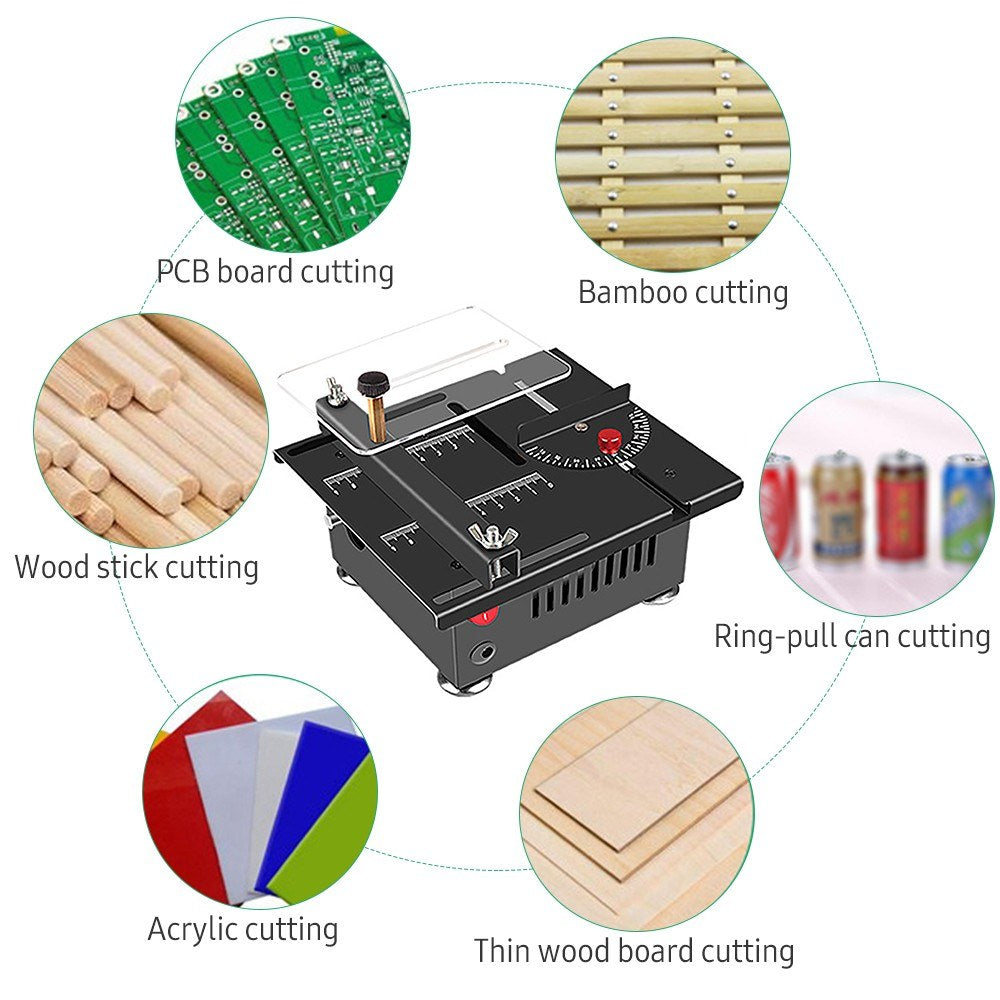Table Saw Cutting Set 100W Mini Table Saw with 16mm Cutting Depth and Blade Flexible Shaft - EU Plug/Type 4/Non-liftable Blade