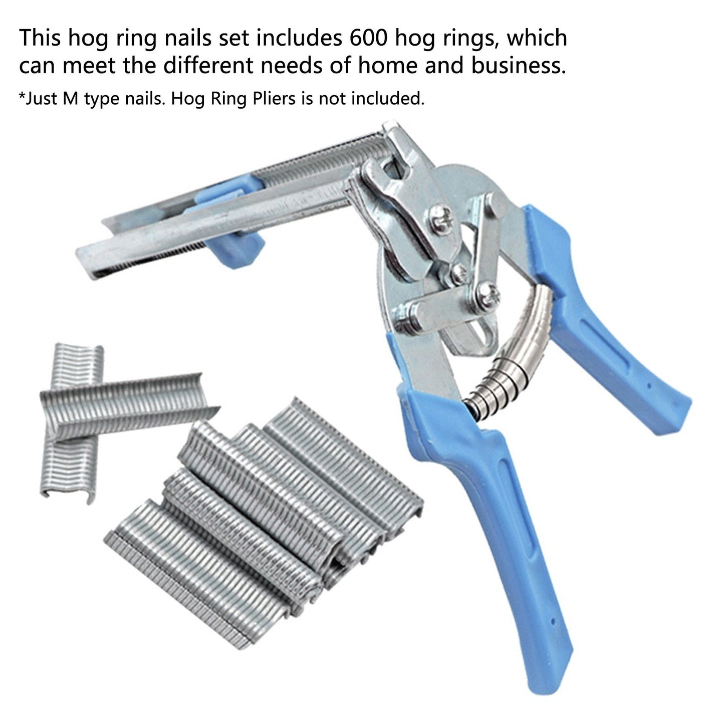 600PCS Stainless Steel Hog Rings M-shaped Ring Nail Perfect for Furniture Upholstery Animal Pet Cages - Hog Rings
