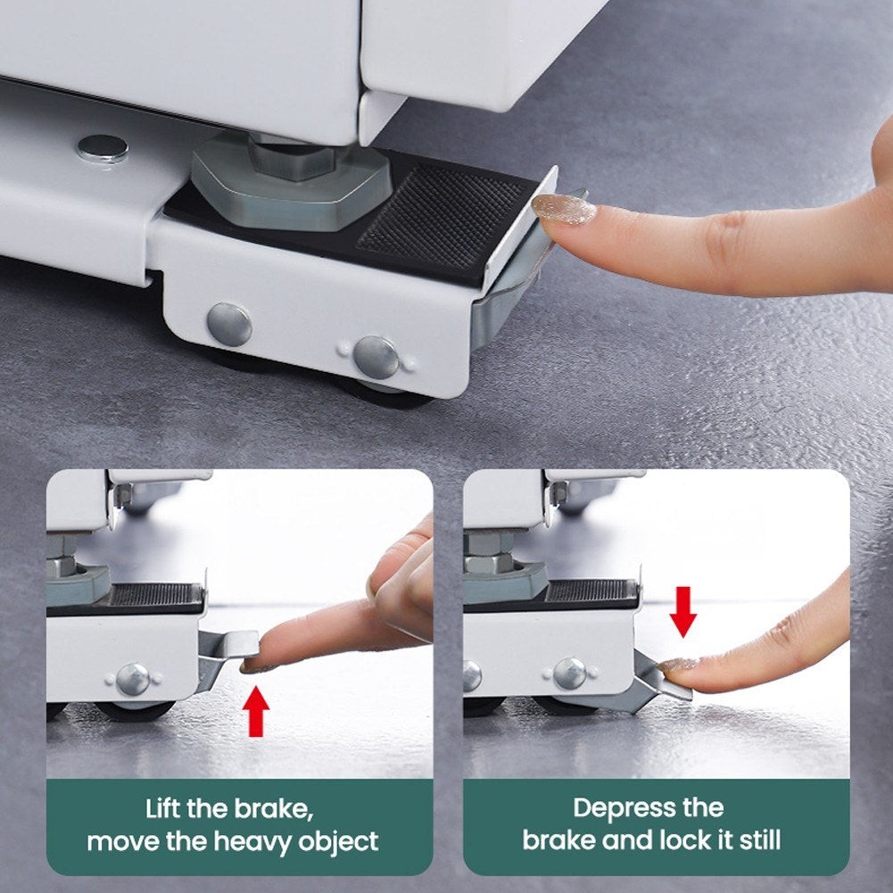 1 Pair Drum Washing Machine Refrigerator Base Furniture Dolly Mobile Roller Extendable Roller Mover for Appliance Dryer Fridge - Grey