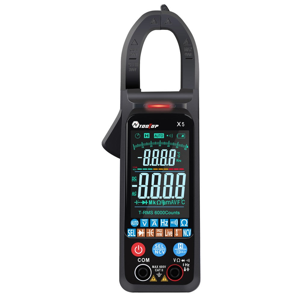 TOOLTOP X5 Digital Clamp Meter Auto Ranging AC Current and AC/DC Voltage Tester with Backlight, NCV Detection