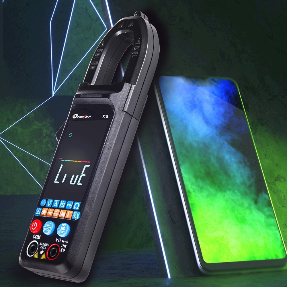 TOOLTOP X5 Digital Clamp Meter Auto Ranging AC Current and AC/DC Voltage Tester with Backlight, NCV Detection