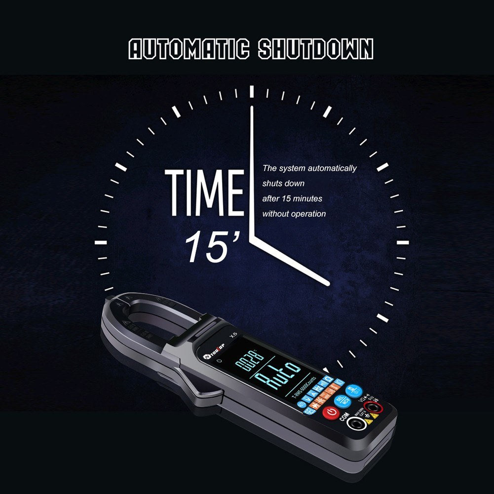 TOOLTOP X5 Digital Clamp Meter Auto Ranging AC Current and AC/DC Voltage Tester with Backlight, NCV Detection
