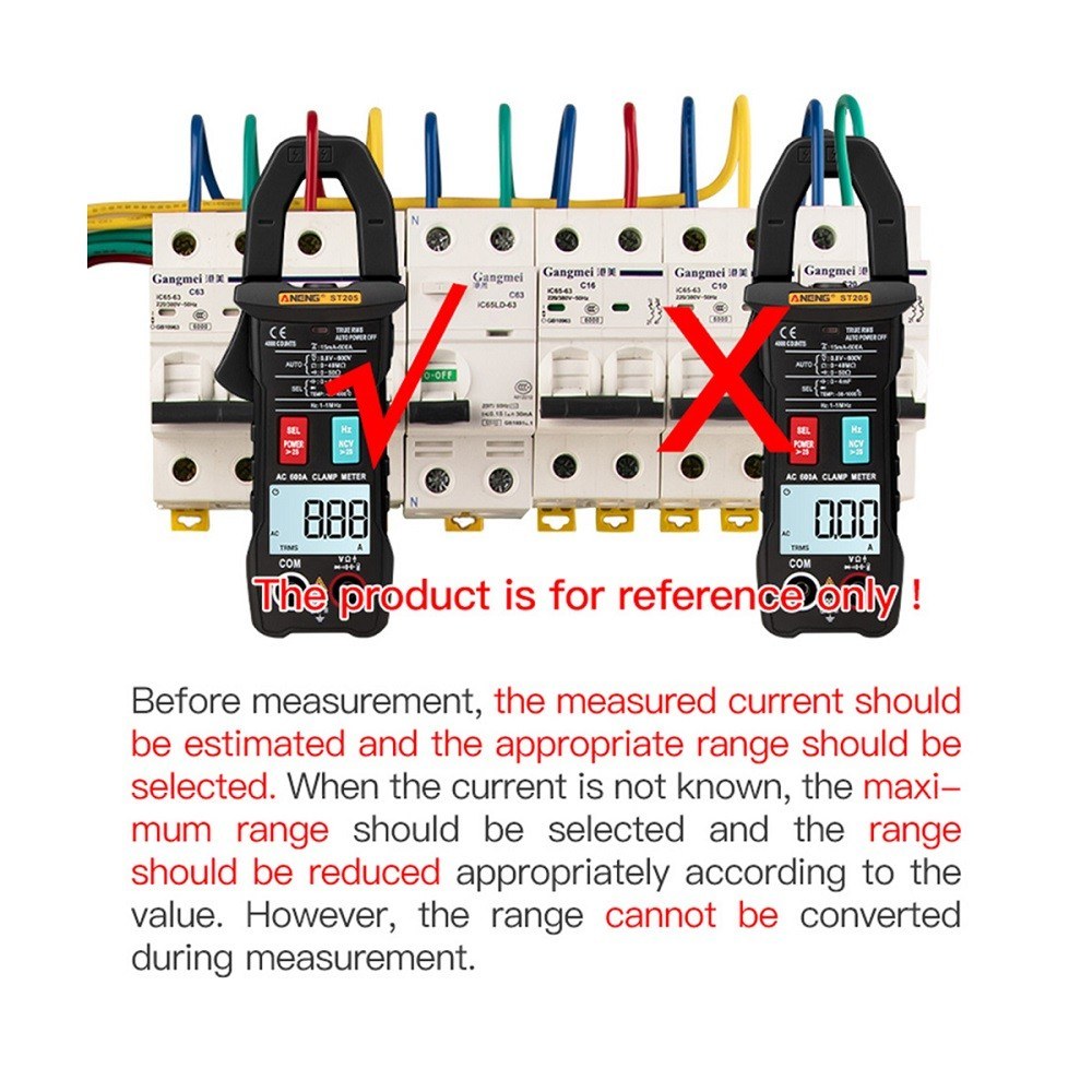 Aneng ST170 Digital Clamp Meter Multimeter 1999 Counts AC DC Smart Clamp Meter, Auto-ranging Measure Resistance - Red/Yellow