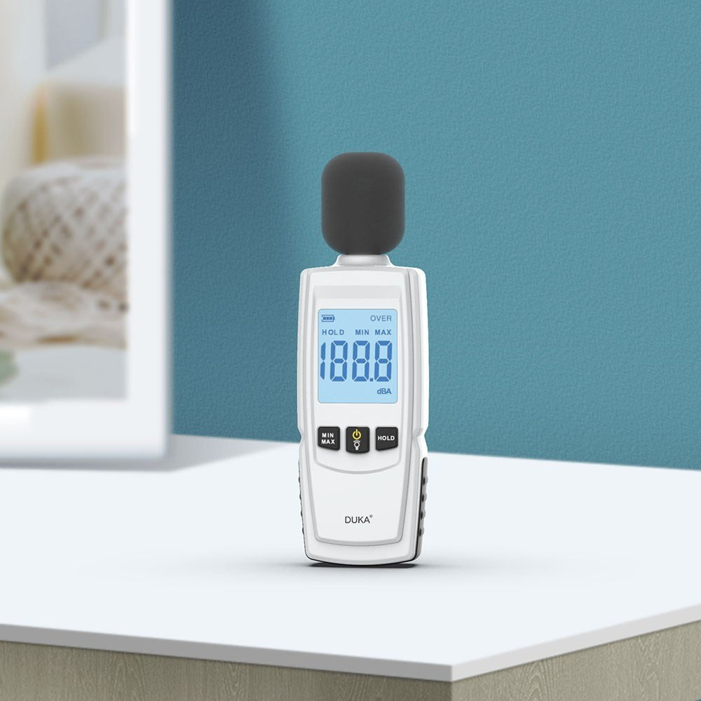 DUKA Sound Level Meter Digital Decibel Meter Range 30-130dBA Hand-held Sound Noise Meter with Backlight Alarm