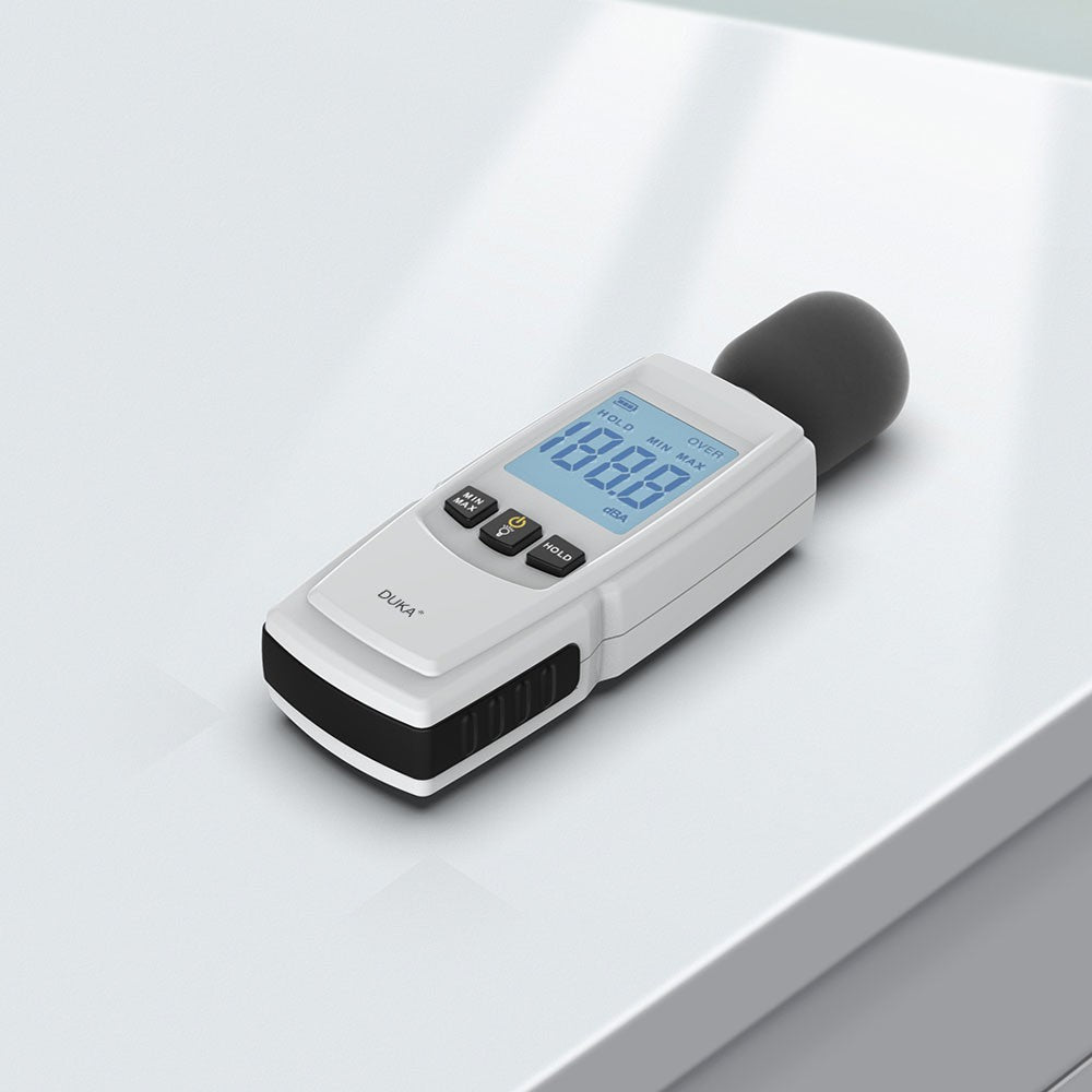 DUKA Sound Level Meter Digital Decibel Meter Range 30-130dBA Hand-held Sound Noise Meter with Backlight Alarm