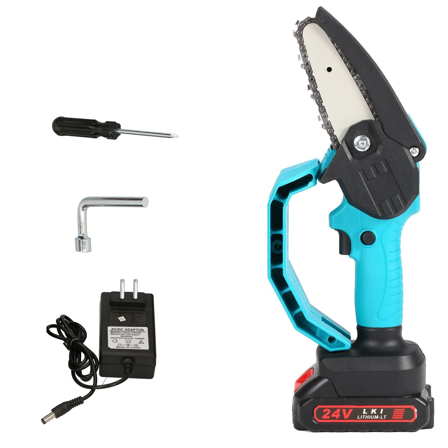 24V Battery Powered Chainsaw 4-inch Mini Electric Cordless Pruning Saw for Garden Orchard Branch Clip