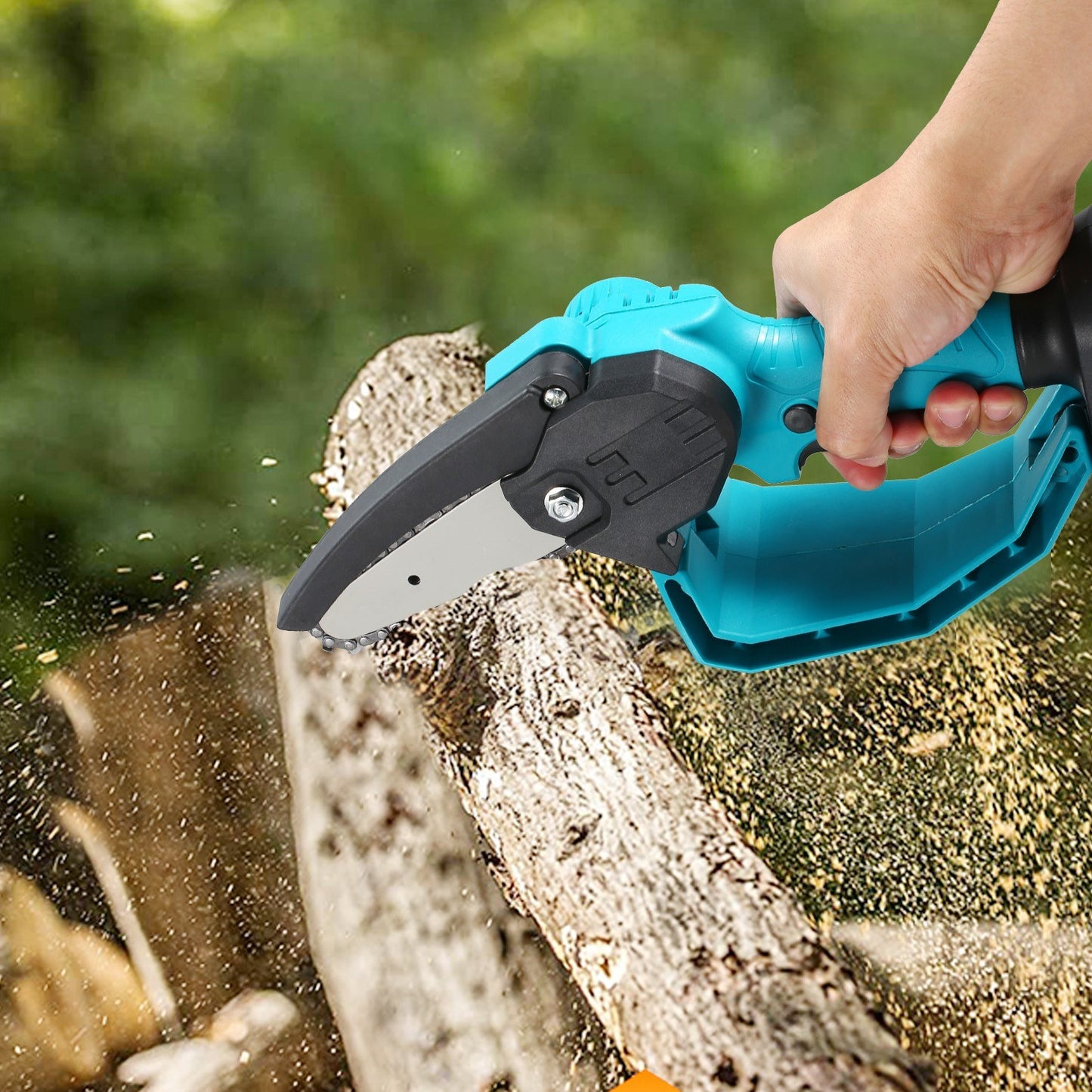 24V Battery Powered Chainsaw 4-inch Mini Electric Cordless Pruning Saw for Garden Orchard Branch Clip