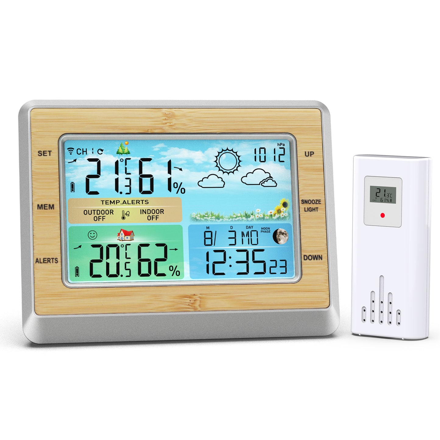 Weather Station Wireless Indoor Outdoor Digital Thermometer Hygrometer with LCD Touch Display