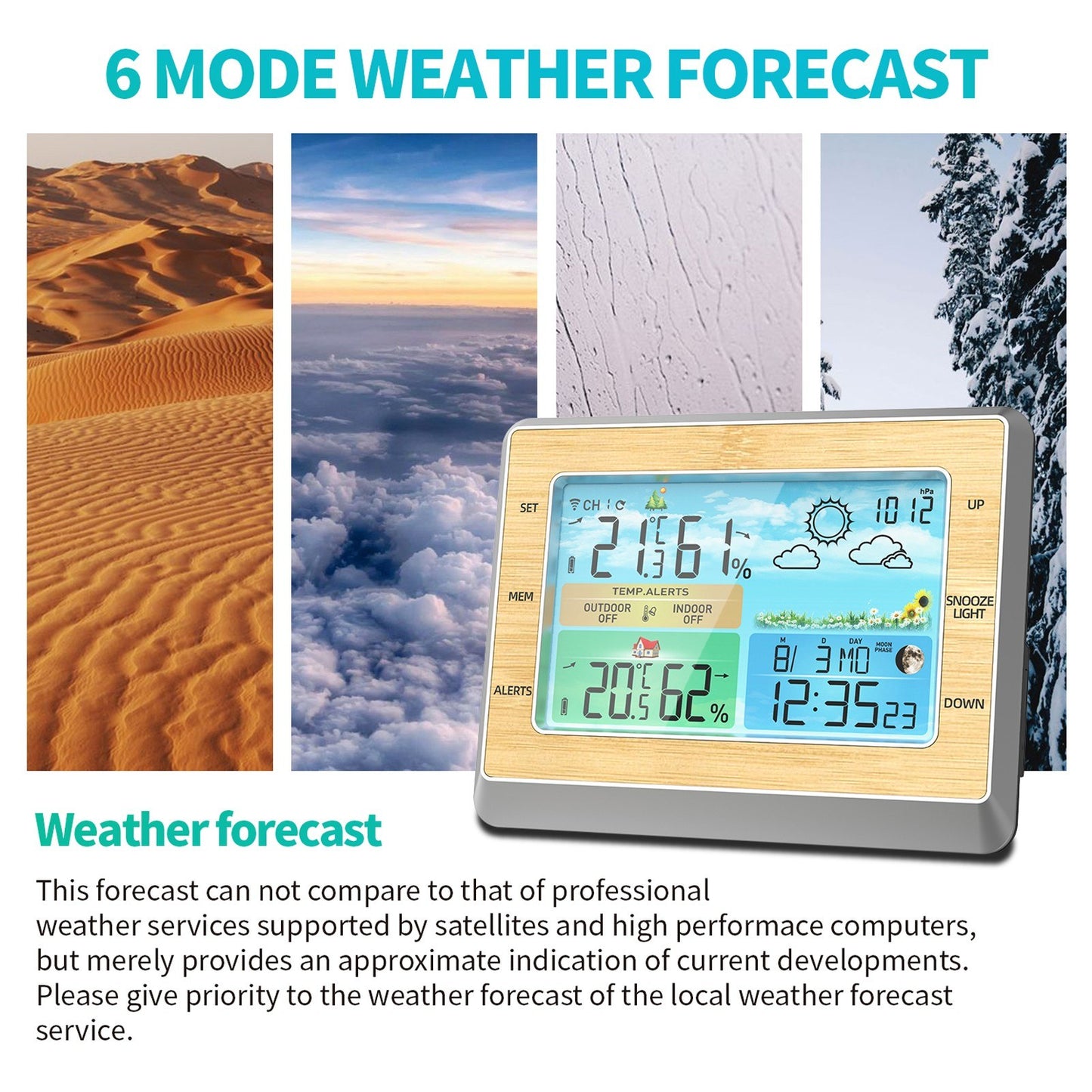 Weather Station Wireless Indoor Outdoor Digital Thermometer Hygrometer with LCD Touch Display