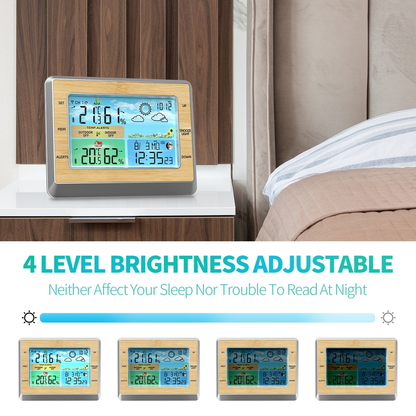 Weather Station Wireless Indoor Outdoor Digital Thermometer Hygrometer with LCD Touch Display