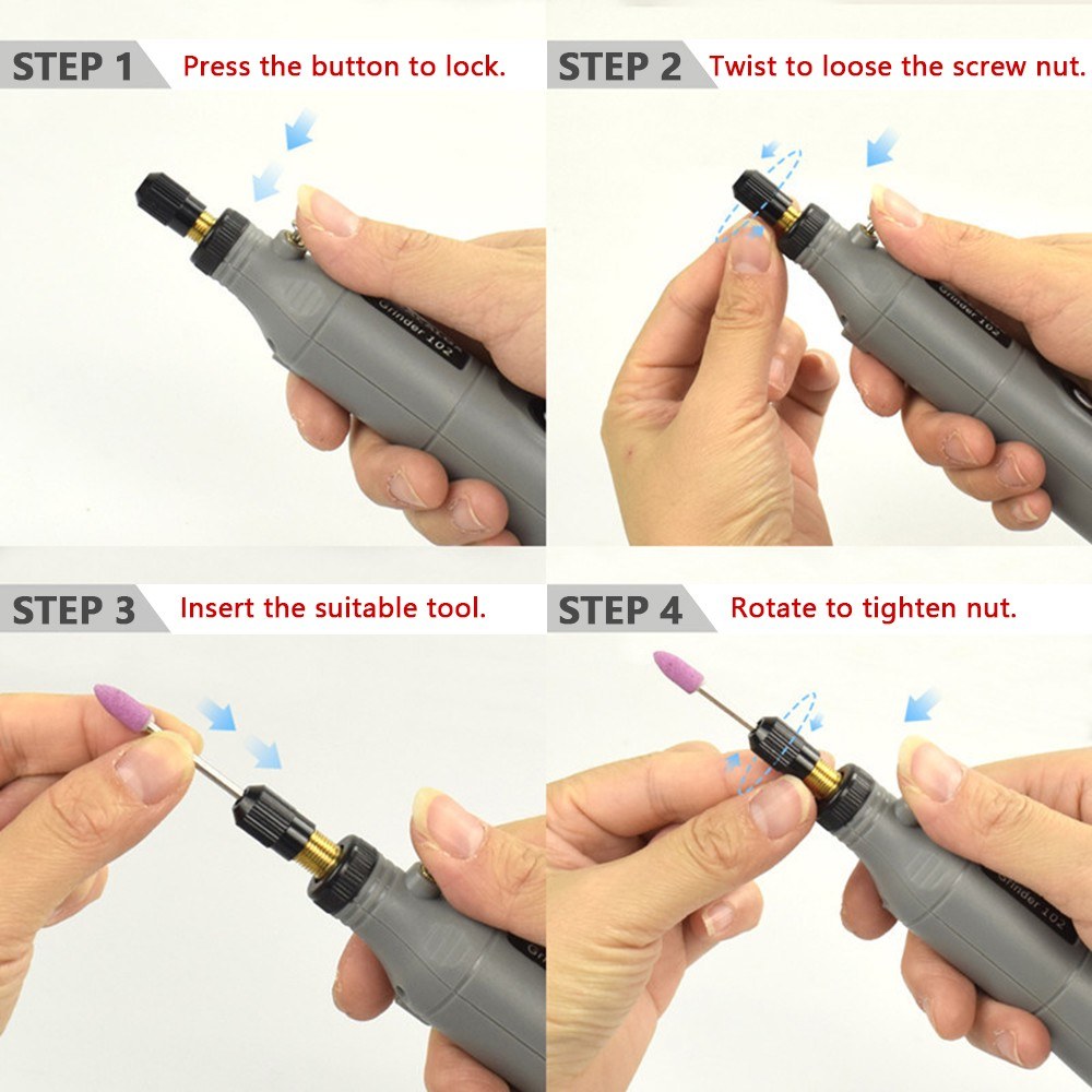 3.7V Cordless Rotary Tool 5 Variable Speed Li-Ion Power USB Charging Accessories Kit for Carving Engraving Sanding Polishing and Cutting - Grey