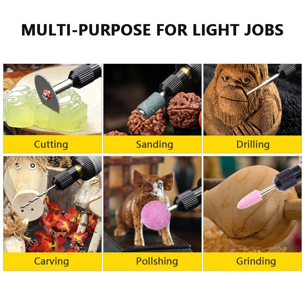 3.7V Cordless Rotary Tool 5 Variable Speed Li-Ion Power USB Charging Accessories Kit for Carving Engraving Sanding Polishing and Cutting - Orange