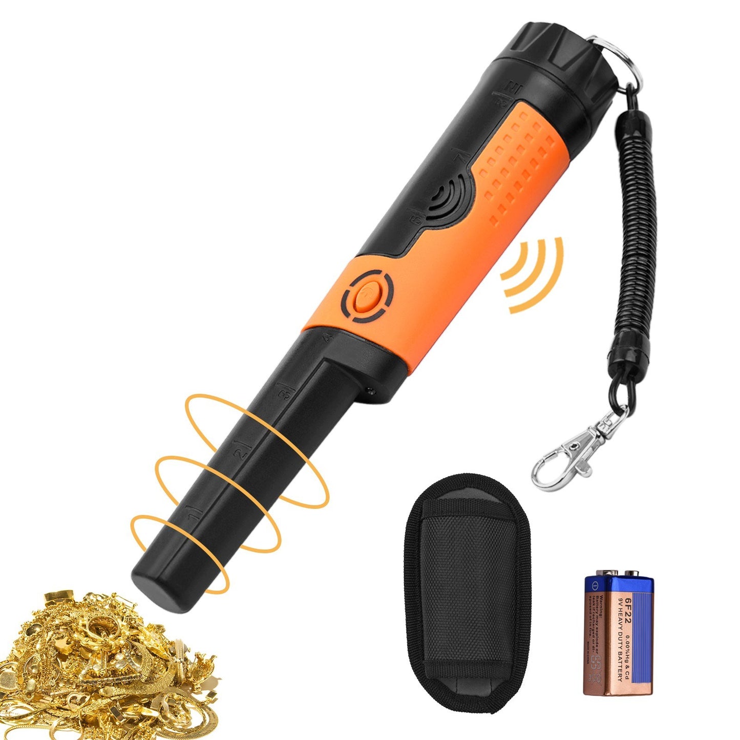 Metal Detector Pinpointer IP68 Waterproof Treasure Pinpointing Finder Accessories Buzzer Vibration with Holster