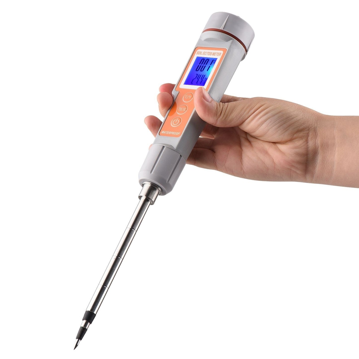 3 in 1 Soil Tester Backlight Screen EC/TDS/Temperature Digital Soil Test Probe Meter Portable Soil Salinity Tester for Greenhouse Garden Farm Orchard