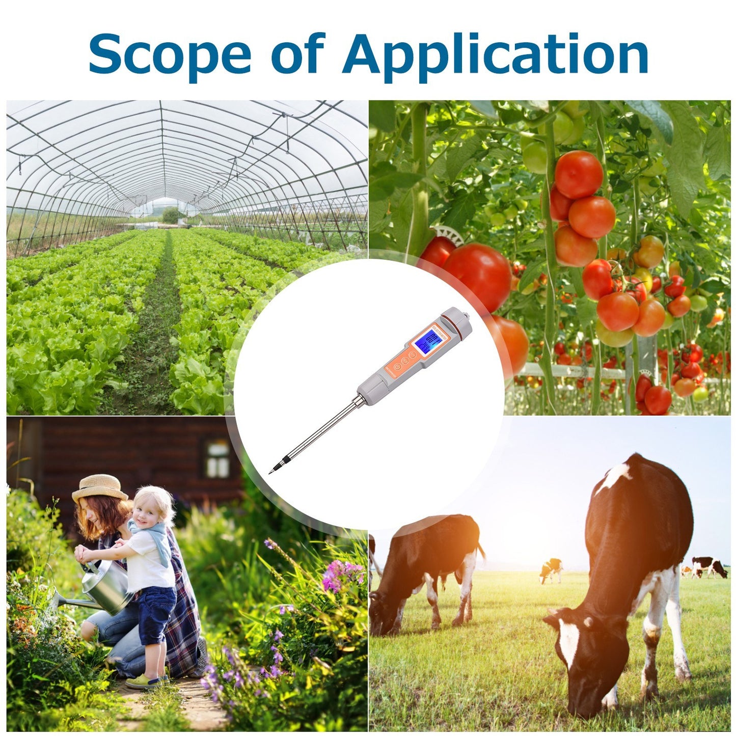 3 in 1 Soil Tester Backlight Screen EC/TDS/Temperature Digital Soil Test Probe Meter Portable Soil Salinity Tester for Greenhouse Garden Farm Orchard