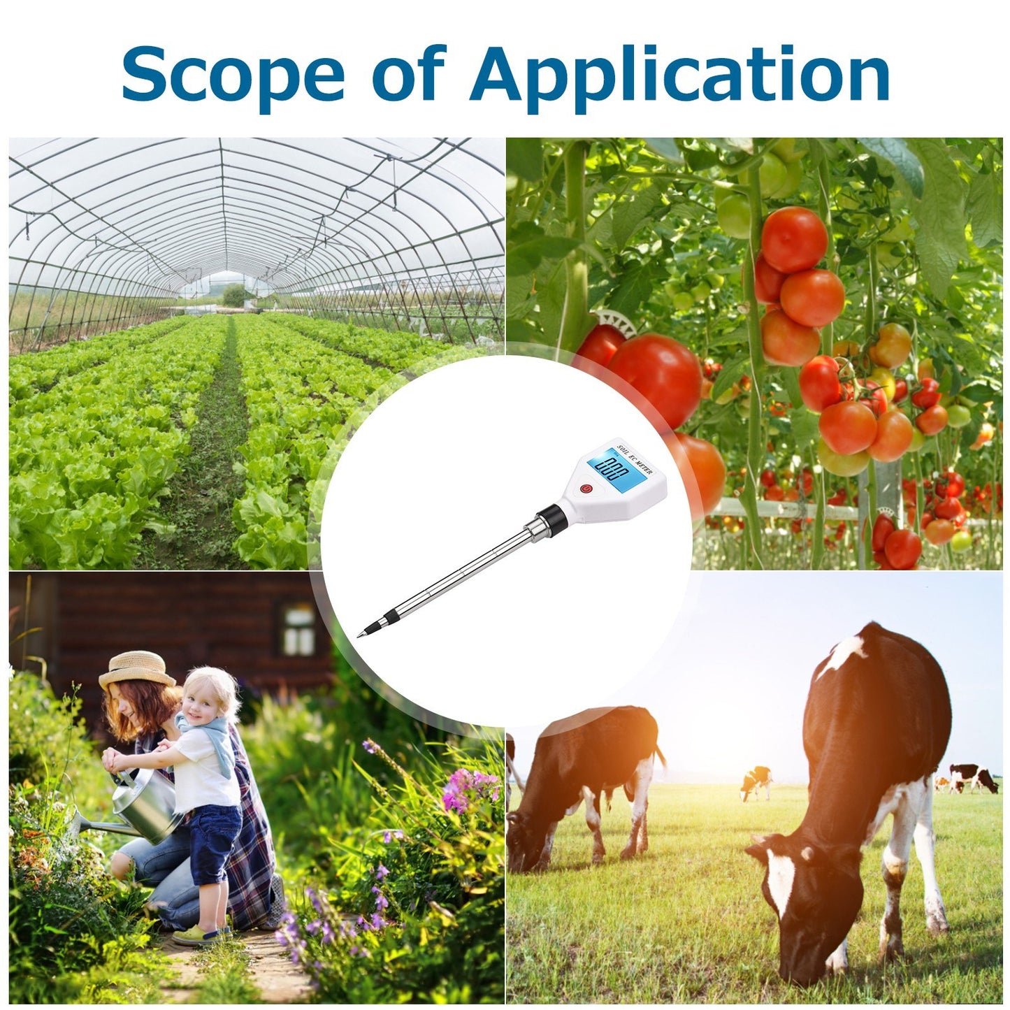 Portable Soil EC Meter Backlight Screen Digital Soil Salinity Tester for Greenhouse Garden Farm Orchard