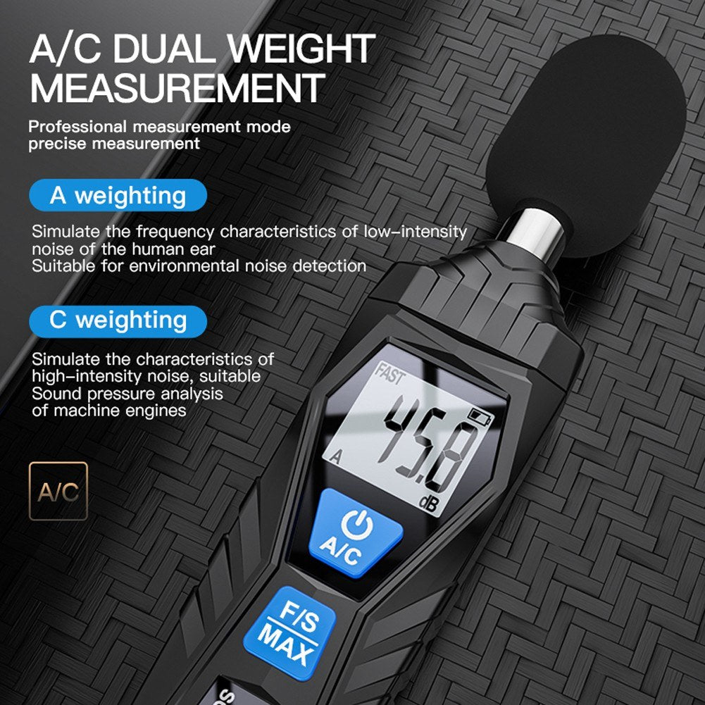 Uniqkart SL720 30-130dB Meter Noise Detector Audio Sound Level Monitor Measuring Tool