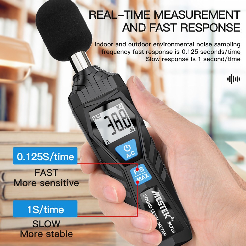 Uniqkart SL720 30-130dB Meter Noise Detector Audio Sound Level Monitor Measuring Tool