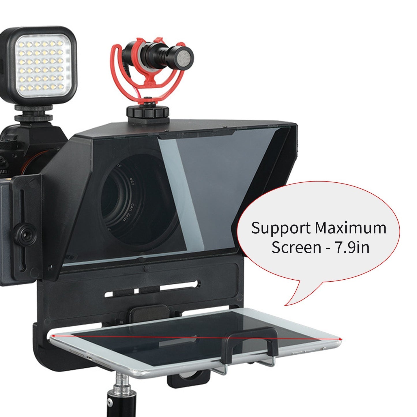Portable Phone DSLR Camera Mini Teleprompter Tablet Smartphone Prompter for Video Recording Live Streaming Interview Speech