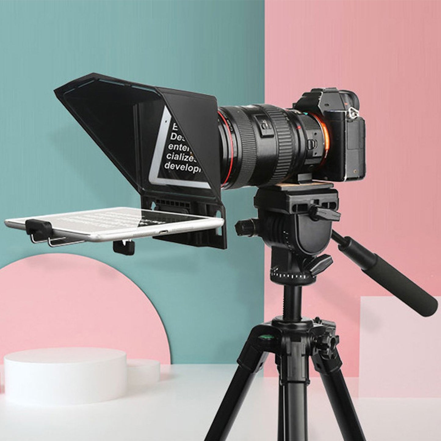 Portable Phone DSLR Camera Mini Teleprompter Tablet Smartphone Prompter for Video Recording Live Streaming Interview Speech