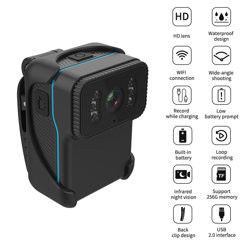 Video Action Camera 1080P WiFi Waterproof Camera Night Vision Vlogging Camera Recorder with Wide Angle Lens - Blue