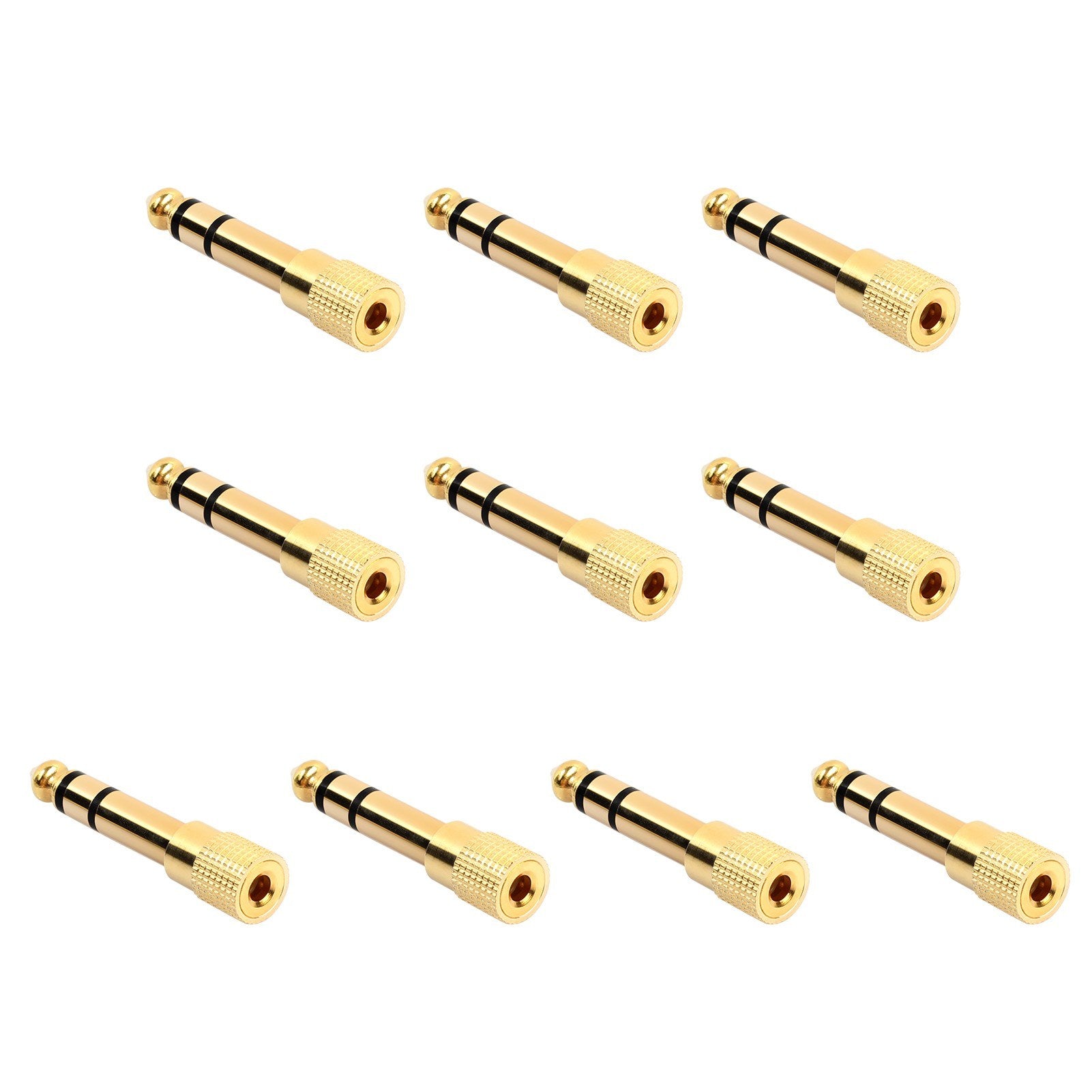 10Pcs 6.35mm 1/4inch Male to 3.5mm 1/8inch Female Stereo Headphone Audio Adapter Gold Plated Headphone Jack Plug for Amp Guitar Mixer