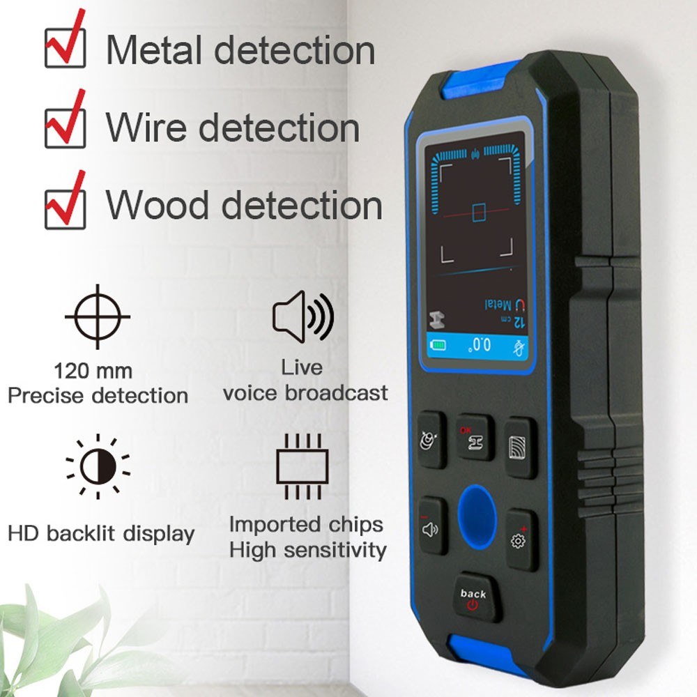 NF-518 Multifunctional Wall Detector Backlit LCD Color Display 240x320 Resolution  Voice Broadcast AC Metal Wooden Wall Detection Modes Adjustment Cable Wires Depth Measurement Device Function