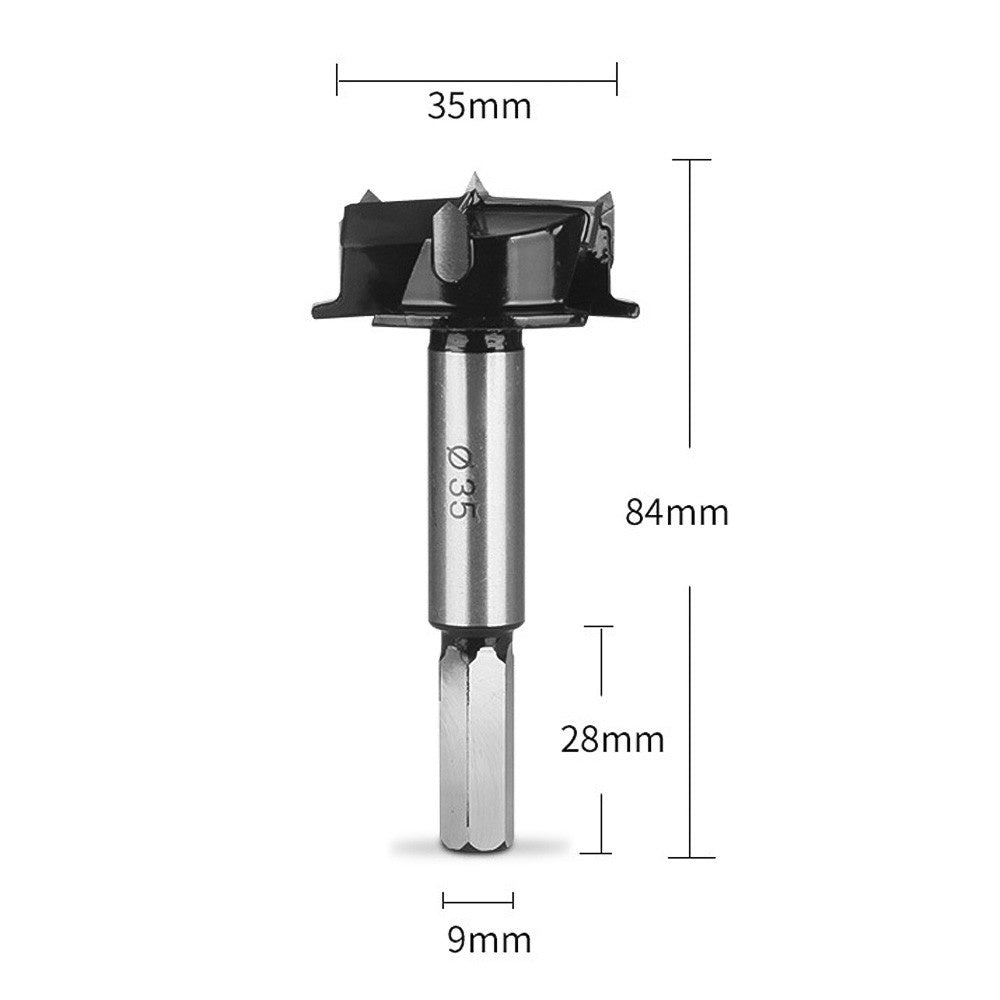 9mm Shank Cemented Carbide 35mm Forstner Bit Woodworking Wood Plastic Drilling Hole Opener Tool