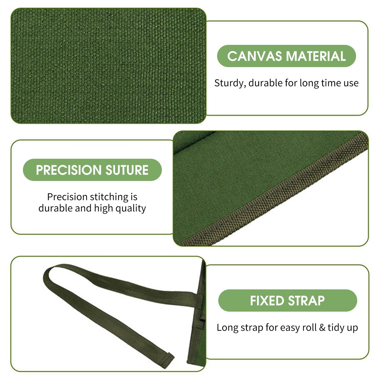 Tool Roll Bag Multi-Purpose Tool Roll Up Bag Canvas Garden Bag Organizer Bucket with 10 Pockets - Army Green