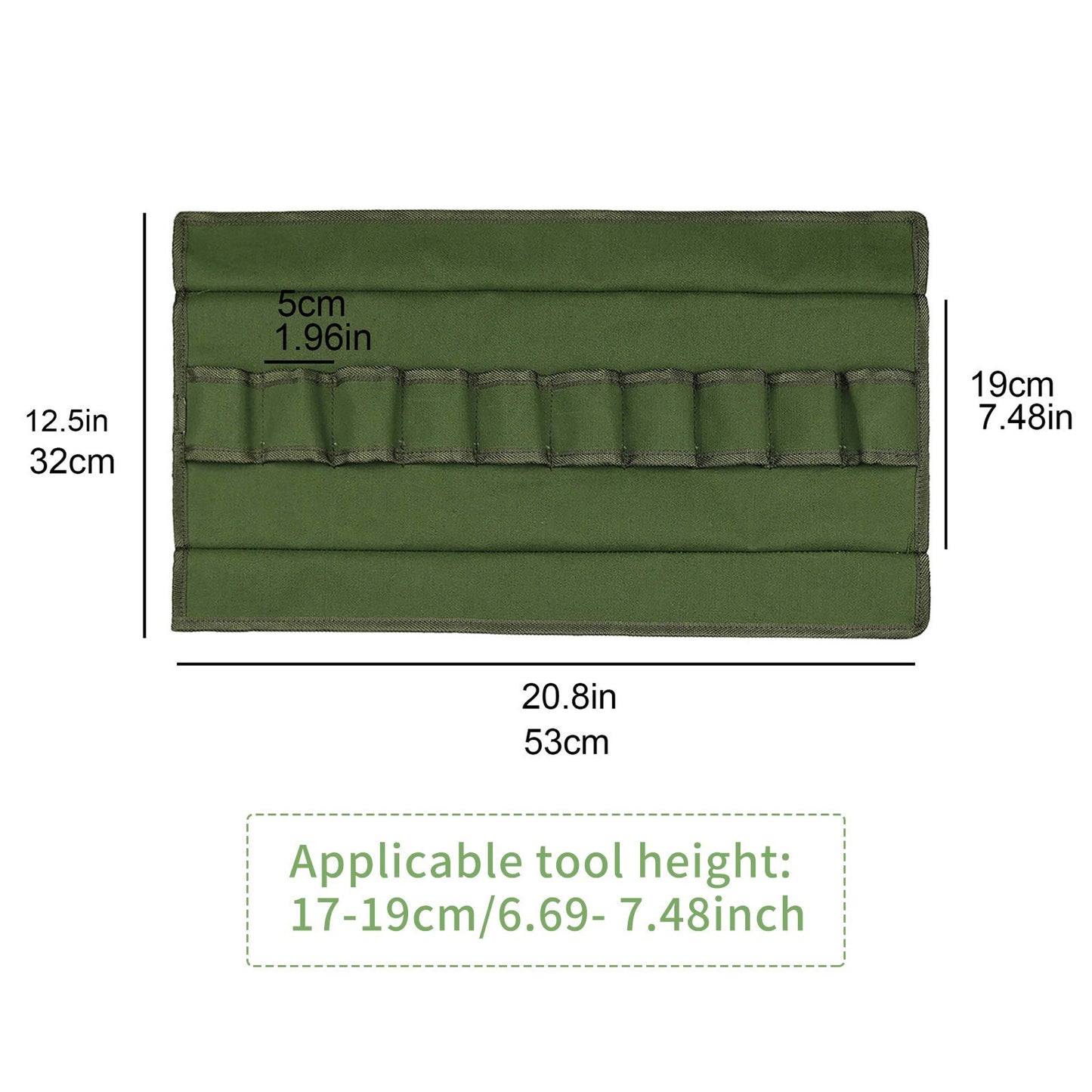 Tool Roll Bag Multi-Purpose Tool Roll Up Bag Canvas Garden Bag Organizer Bucket with 10 Pockets - Grey