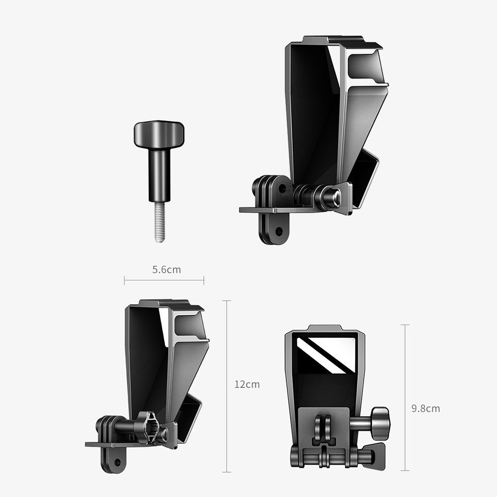 Uniqkart GP-5 Vlog Selfie Mirror Camera Flip Screen with 3 Cold Shoe Bracket Microphone Mount for GoPro 5/6/7/8